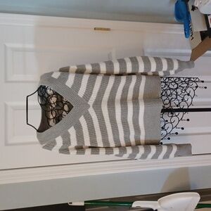 Grey and white striped sweater